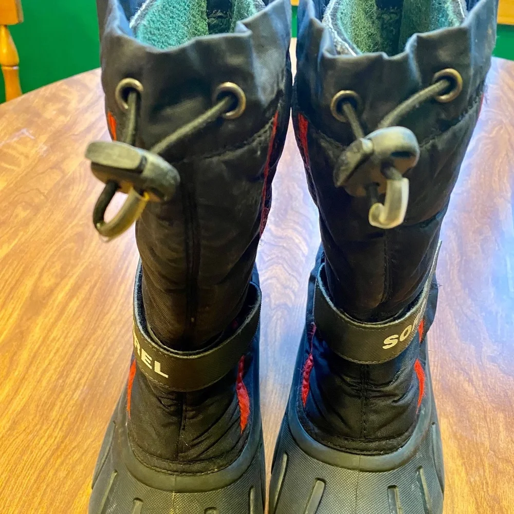 Sorel Kids Black Winter Rain & Snow Boots with Red Accents